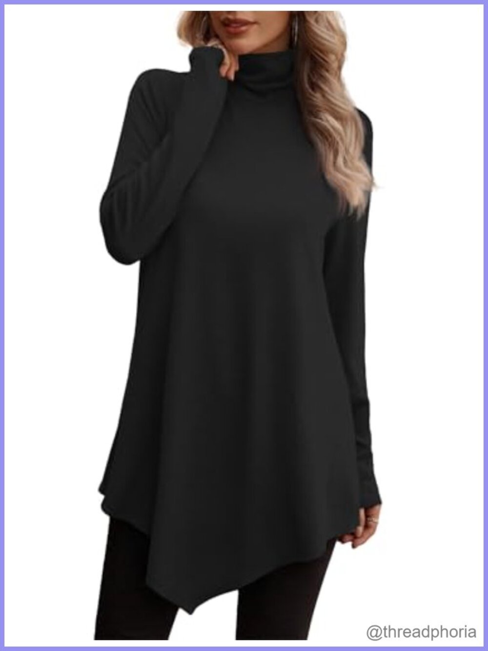 Women's Tunic Sweatshirt Mock Neck Long Sleeve Flowy Top